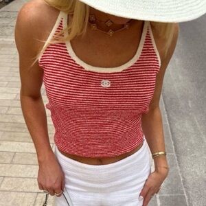Women’s Stylish Red Striped Tank Top